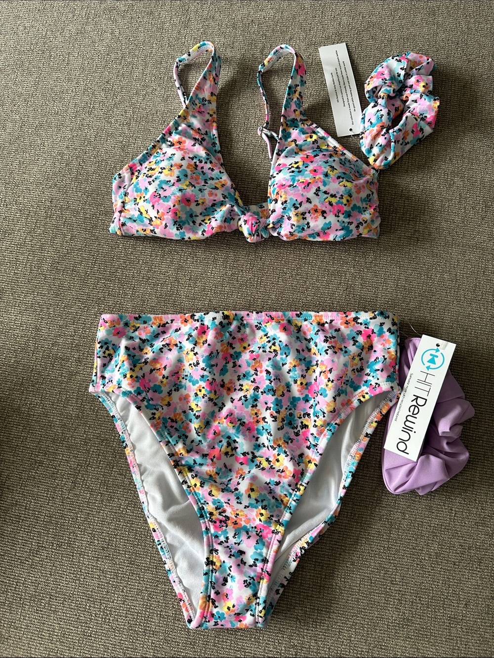 Rewind Multicolor Floral Bikini Set with Pink and Blue Accents